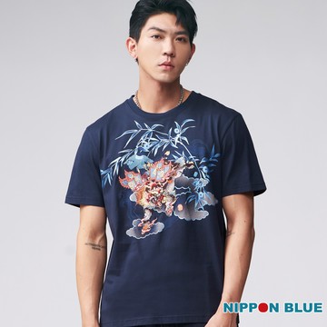 網路獨家【結帳2件再88折】金標金豬駄寶繡花短TEE(丈青) -  BLUE WAY 日本藍