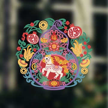 🔥桃園出貨🔥馬上有福福字門貼2026新款馬年新年裝飾佈置春節玻璃門窗戶靜電貼