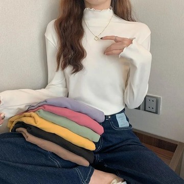現貨 - ZUCA”S - 韓版保暖高領內搭長袖上衣  女裝 長袖t恤 冬裝 素T 針織上衣 內搭衣 -W-321