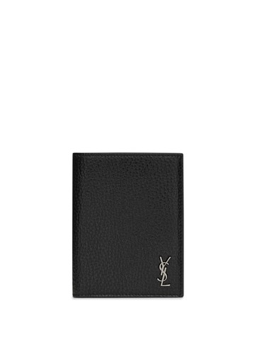 Saint Laurent - logo-plaque leather wallet - men - CALFSKIN/Brass - One Size - Black