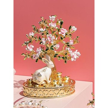 櫻花樹小白兔首飾盒展示架子桌面擺件掛項鏈耳環釘戒指兔子搖錢樹