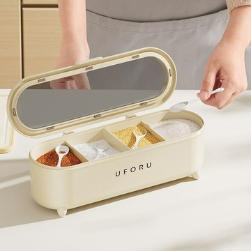 ✈新北出貨✨調料收納盒 多格調料盒 調料盒四格 調料盒 調料罐 調料盒分隔 調料盒收納 四格調味盒 佐料盒 厨房調味料盒