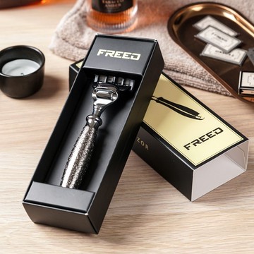 【FREED】蝕刻系列 - 五刀式刮鬍刀 - 蝕刻雕花鍍鎳版 客製化刻字