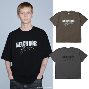 Neighborhood 純棉復古美式字樣短袖 NBHD 重磅 上衣 短T 炭灰/卡其棕 262PCNH-ST09