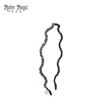 MoferMagic幻彩唯美黑膽石波浪細發箍女百搭摩登新姿頭箍頭飾發帶