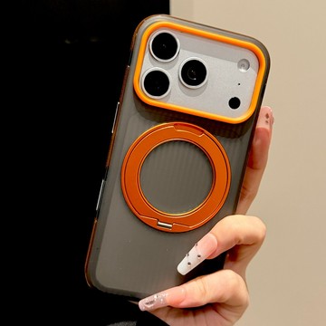 蘋果18Promax手機殼iphone17pro新款黑炭灰透明光柵撞色防摔條帶360支架殼16按鍵全包簡約防摔保護套