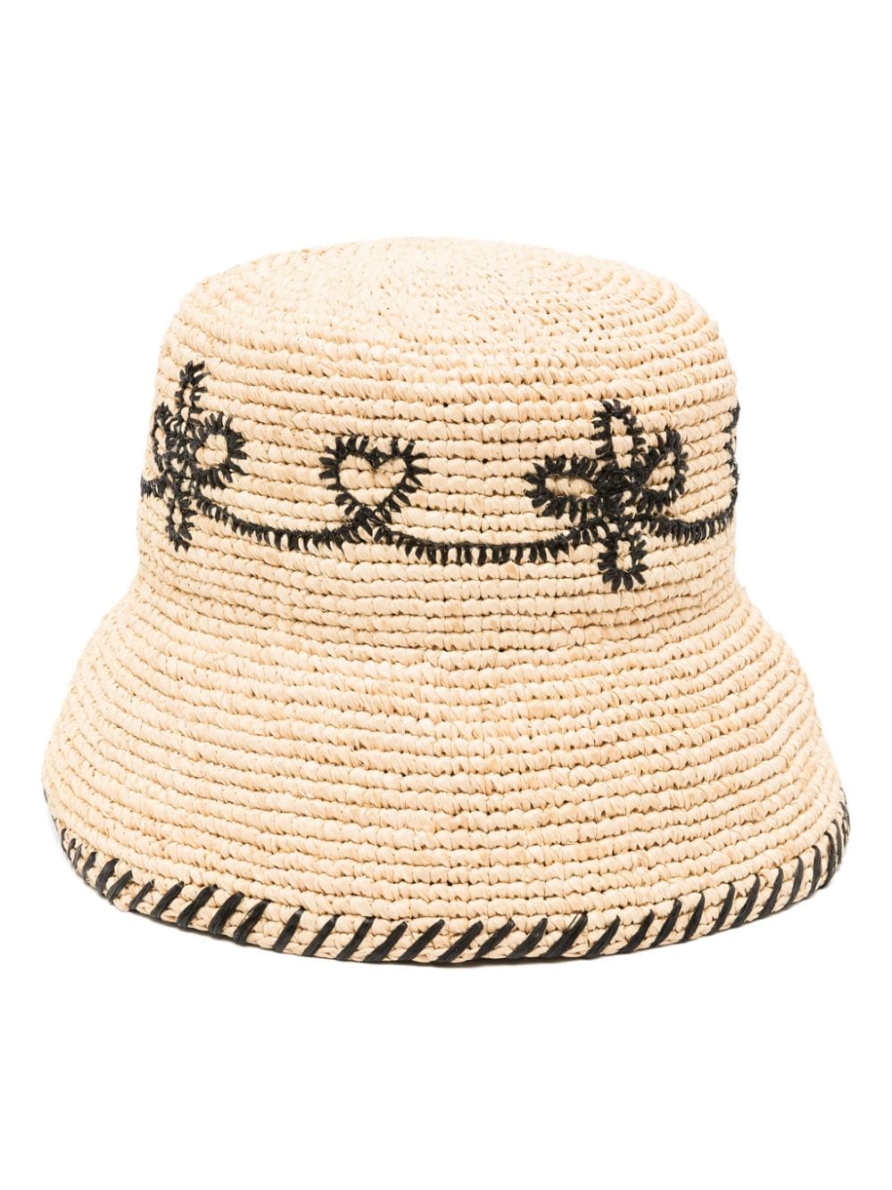 Chloé - embroidered raffia sun hat - women - Raffia/Cotton - M - Neutrals