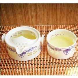 【快客杯-手抓壺-玲瓏杯青花瓷-一壺一杯/套-1套/組,不含旅行包】旅行辦公功夫茶具套裝 便攜快客杯 蓋碗茶壺 手把壺-7501017