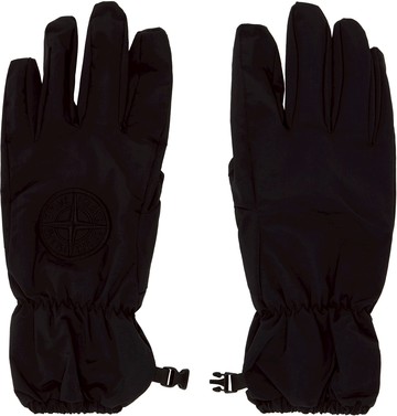 Stone Island 黑色刺绣手套