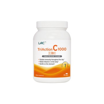 LAC 三效C1000食品錠 90錠(三效維生素C/穀胱甘肽/葡萄籽/溫和緩釋/素食可)