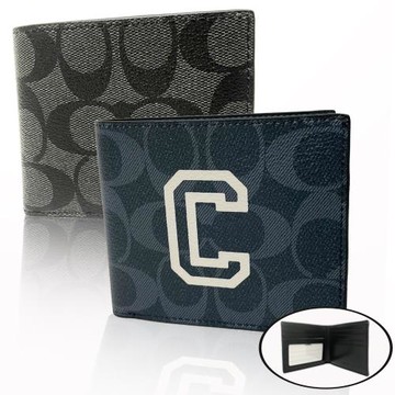 【COACH】C LOGO照片6卡男款短夾(均一價)
