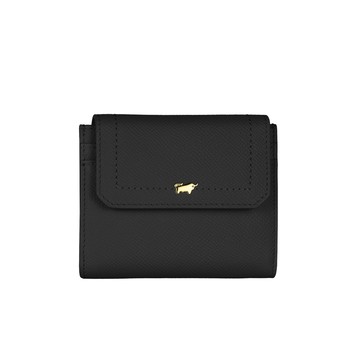BRAUN BUFFEL 台灣總代理 婕娜 6卡三折短夾-黑色/BF2005-414-BK