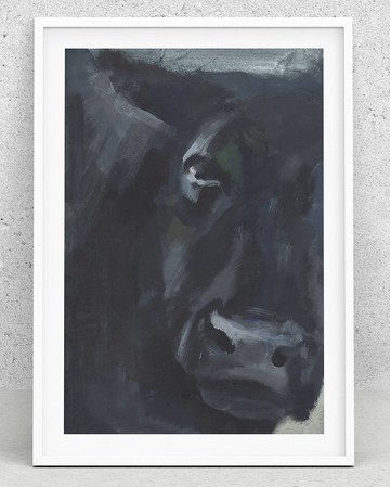 黑牛畫原創油畫 33x25cm 動物藝術牛畫
