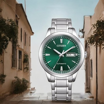 CITIZEN 星辰 Mechanical 經典簡約機械腕錶 男錶 手錶-40mm綠 NY4058-79X