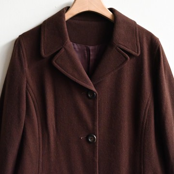 【蛋植物古著】可可色階毛料古著大衣