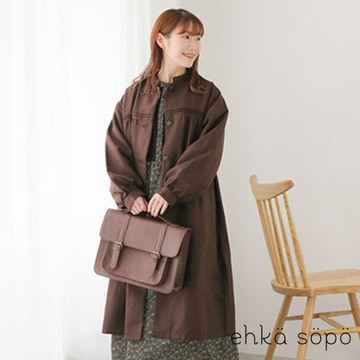 ehka sopo 圓釦蓬袖長版毛呢大衣外套(FF34L0Z0180)