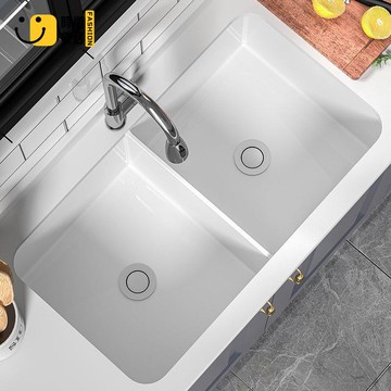 臺灣公司 免運 廚房水槽 單槽 洗碗池 廚房陶瓷臺下洗碗池雙槽單槽洗手池嵌入式臺下盆洗臉面盆菜盆水槽