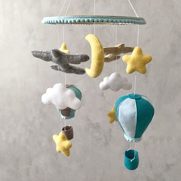 男孩飛機嬰兒床鈴 熱氣球床鈴 男孩嬰兒床鈴
