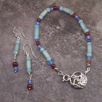 天河石與純銀墜飾組合手串耳環組合