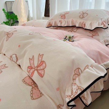 冬季豹紋加厚保暖牛奶絨床包組 舒適親膚床包四件套 珊瑚絨 床包款 被套 宿舍 三件套