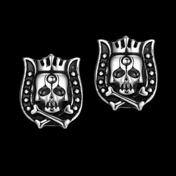 鈦鋼耳環耳飾-古雅馬骷顱頭個性皇冠七夕情人節生日禮物男飾品73cn42【獨家進口】【米蘭精品】
