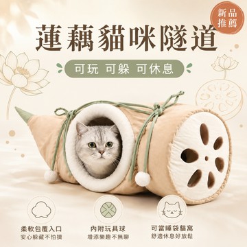 Petfamily Futago 【生】蓮藕貓咪隧道 貓隧道 貓咪玩具 貓窩睡袋 逗貓球 貓咪用品 可玩可休息 聯名