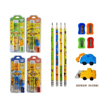 三角HB鉛筆10入-工程車(混款)