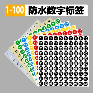 ⚡免運臺灣有貨⚡數字貼紙防水小號圓形不幹膠標簽紙1-1000數字貼編碼編號貼號碼貼