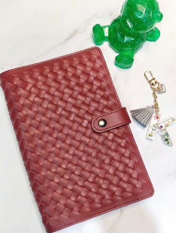 編織皮革六孔筆記本/客製化訂製/手縫皮革小物/手帳筆記