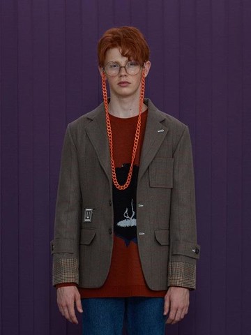 [Unisex]WOOL CHECK JACKET   CHARCOAL