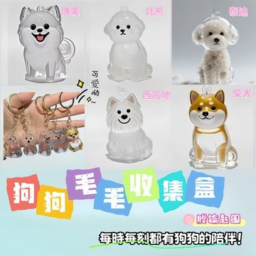 狗狗毛髮收納 狗狗毛透明收納盒贈鑰匙圈 狗狗扭蛋 寵物紀念品 狗毛收集膠囊 小狗毛髮收集瓶 狗毛掛飾 狗狗吊飾 紀念掛件