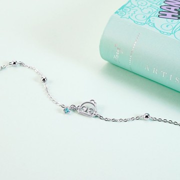 Hello Hangyodon系列-人魚漢頓線框晶鑽純銀手鍊