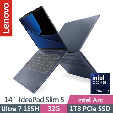 Lenovo IdeaPad Slim 5 83DA006KTW 藍(Ultra 7 155H/32G/1TB/14吋OLED/W11)輕薄AI筆電