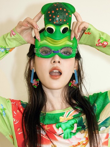 亞克力 澆水花朵鑲鑽耳飾 耳釘 耳夾 耳環