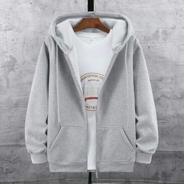 秋冬季加肥加大碼拉鏈衛衣男加絨加厚開衫寬松男裝連帽衫棉衣外套