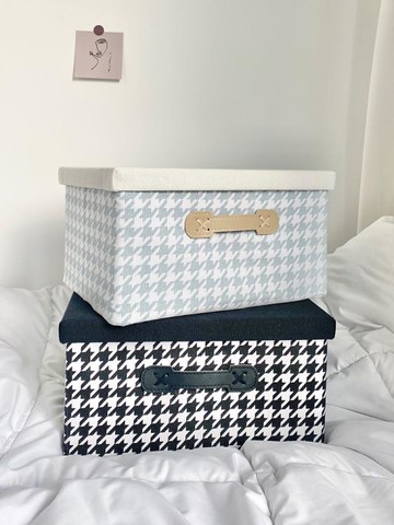 衣服收納箱千鳥格布藝摺疊盒大號衣物整理筐衣柜神器宿舍整理箱子 99購物節