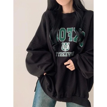 Codibook｜韓國 moodloveroom 超寬鬆落肩圓領長袖衛衣［預購］長袖上衣 大學T 女裝