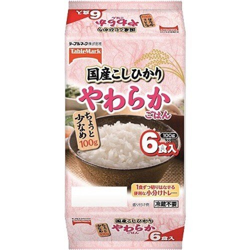 国産こしひかり 分割 ちょっと少なめ やわらかごはん 100g*6食入  たきたてご飯 パックご飯 ごはん レトルト 米 国産 レンチン