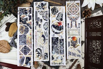 OKMT新七天原創社團咕卡貼紙PET手帳手賬膠帶 古風造景 螺鈿