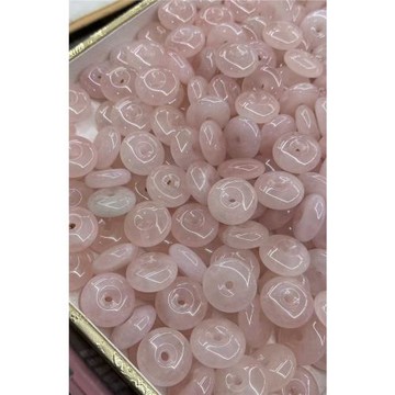 天然馬達加斯加實拍粉晶平安扣水晶項鏈女款鎖骨鏈簡約百搭3厘米