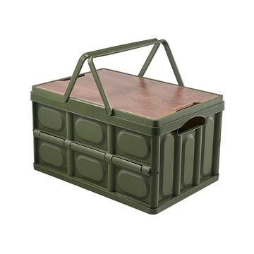 手提露營木蓋摺疊箱 大號 結構穩固 強力承重  綠色  1個