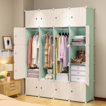 簡易衣柜現代簡約出租房用塑料布組裝折疊儲物衣櫥掛臥室收納柜子