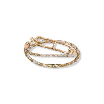 HERMES 愛馬仕 Roulis 豬鼻 絲巾雙圈手環 (粉色系 x 玫瑰金)