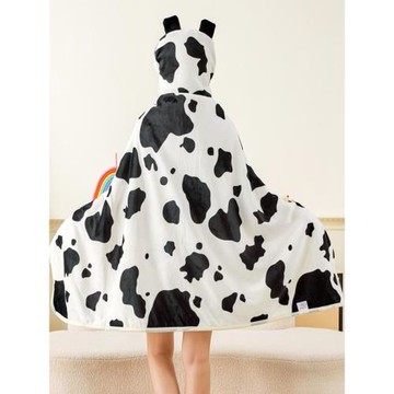 雪浪狐雙面絨披肩毯帶帽辦公室午休毯兒童睡毯斗篷披風沙發空調毯