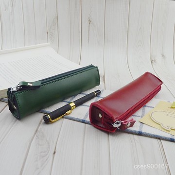 桃園出貨☘法式簡約大容量pu純色筆袋收納文具文具盒皮質收納袋學生複古鉛筆 K0JD