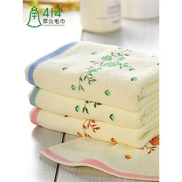 3條上海萃眾鐘牌414家用吸水柔軟印花洗臉全棉毛巾純棉洗澡不掉毛