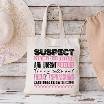 歐美風新款亞馬遜跨境獨立站SUSPECT高級感時尚百搭通勤帆布包