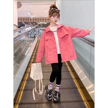 女童沖鋒衣外套春秋款2026新款網紅洋氣兒童女孩大童秋裝時髦風衣