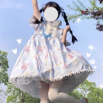 全款送發帶夏裝連衣裙洛麗塔可愛軟眠眠op短袖日常輕lolita裙子