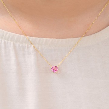 天然心形碧璽18K項錬